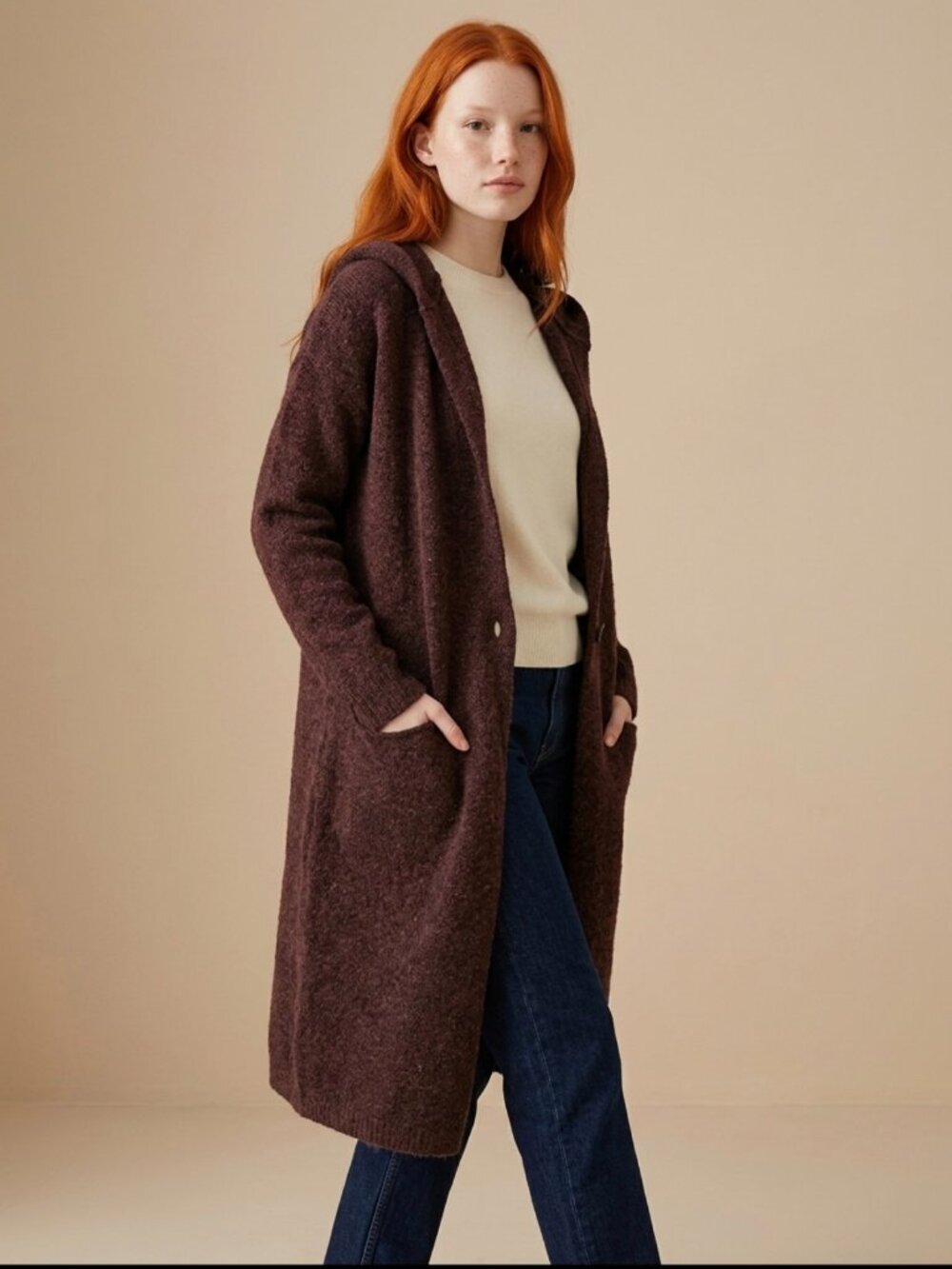 UNIQLO Hooded Long Cardigan 🤎 Oversize (M)
